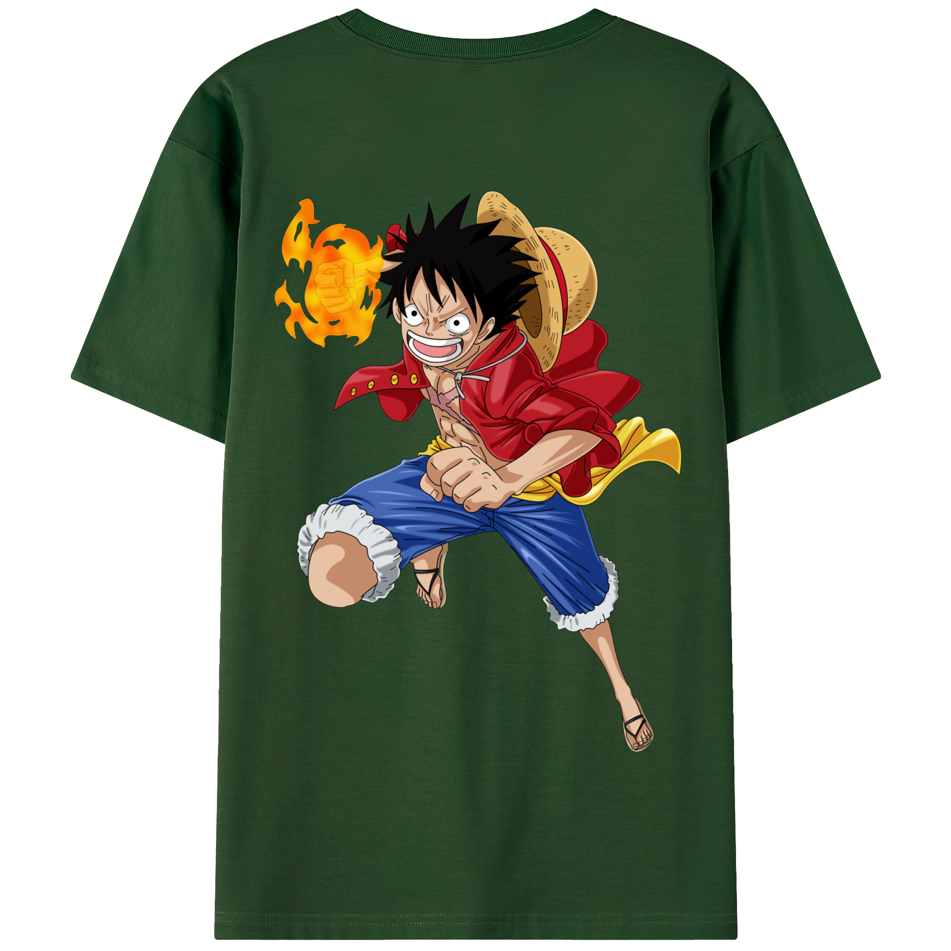 ワンピース モンキー・D・ルフィ ONE PIECE Monkey D. Luffy 綿100％半袖Tシャツ（背面プリント）